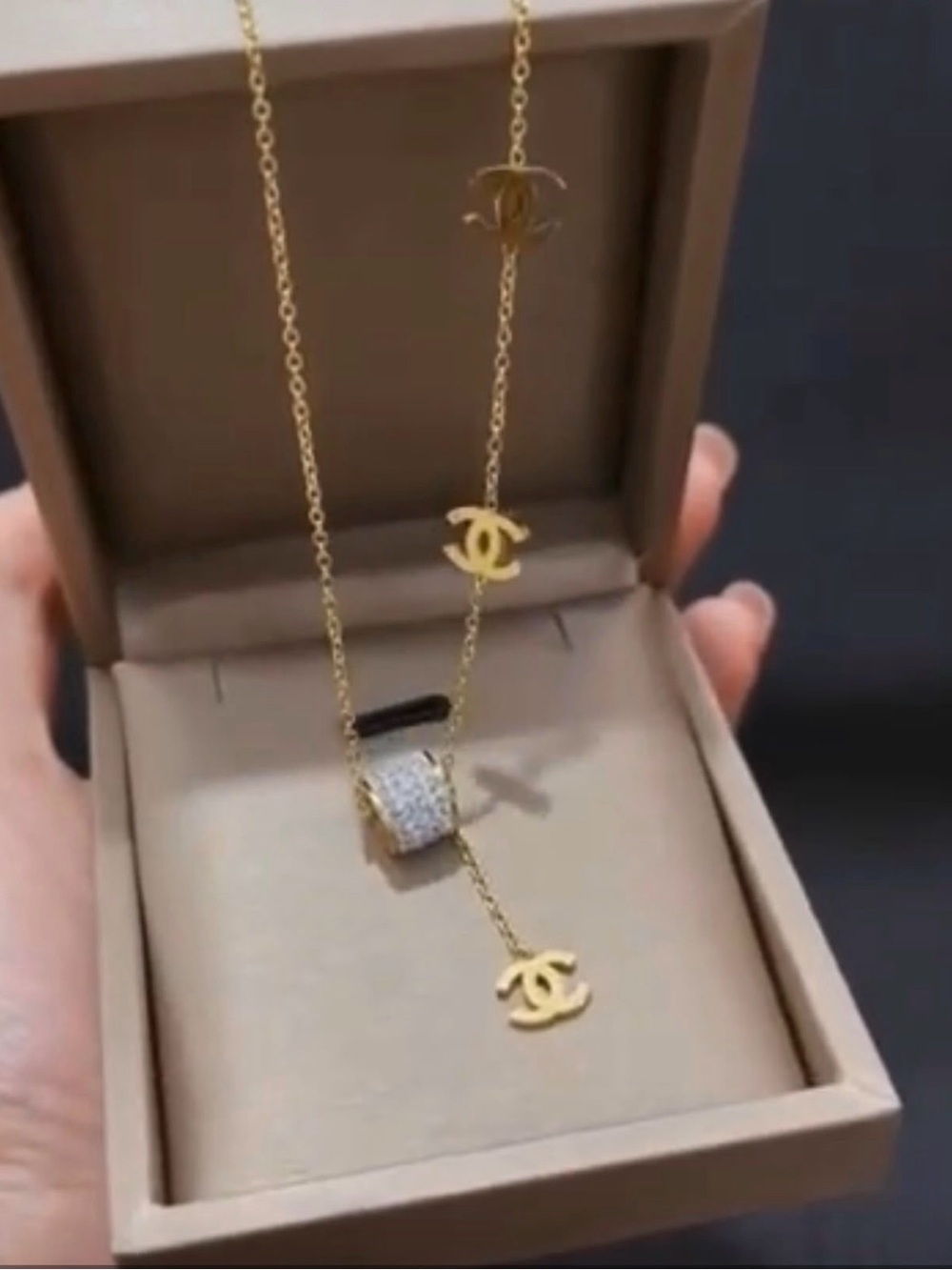 Gold CCC Logo Pendant Necklace - Luxury Women’s Jewelry